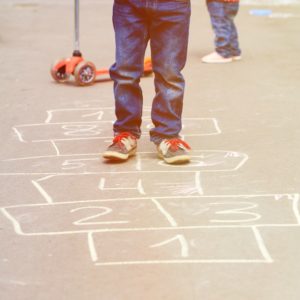 playing hopscotch