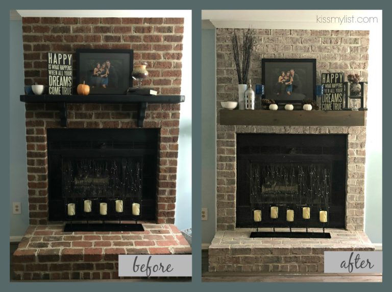 How to whitewash your brick fireplace (without calling a professional ...